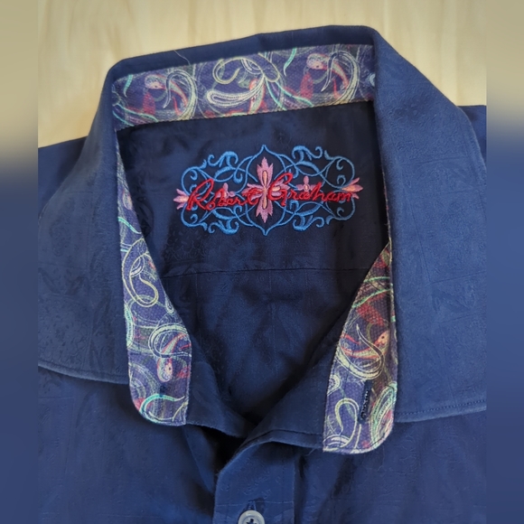 Robert Graham Shirt Size 3XL XXXL Blue Ghost Paisley - Picture 3 of 7